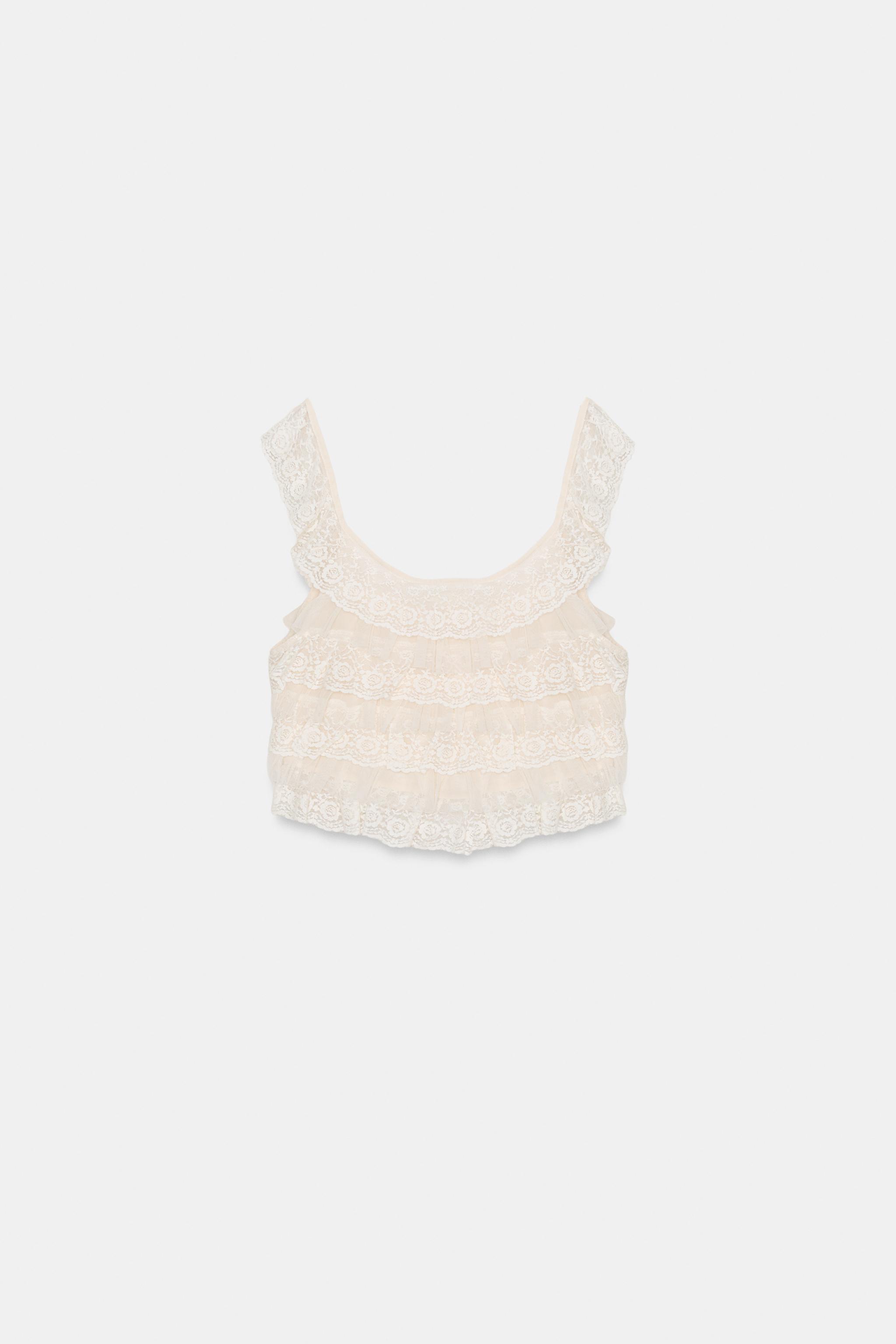 TOP À VOLANTS EN DENTELLE